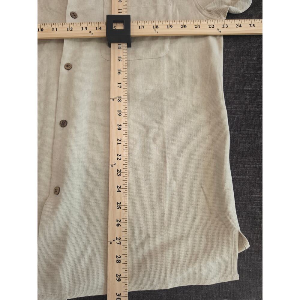 Vintage Silk Circa 1969 Men M Silk Camp Shirt Beige Sand Waffle Knit Resort SS - Picture 6 of 6